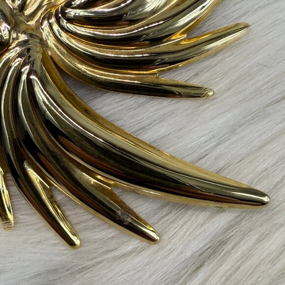 Vintage Gold Tone Abstract Starburst Pinwheel Large Pin Brooch - Picture 6 of 6